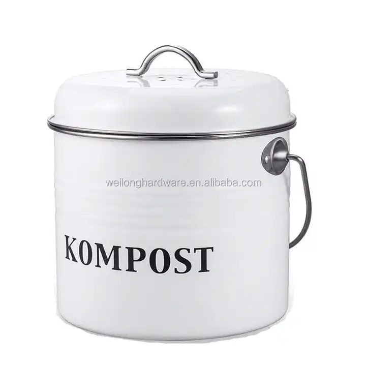 Gardener's Supply Company Galvanized Compost Pail | Sturdy Metal Vintage  Style Crock with Lid for Organic Composting Kitchen Countertop Waste Bin 