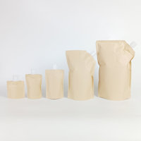 Pochette en papier kraft biodégradable de 500ml Bec Flip Cap MOQ500 Crème cosmétique réutilisable Shampooing Lotion Emballage Gravure Impression