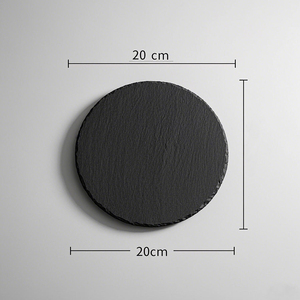 Vassoi e Piatti in Ardesia Nera Naturale Rotonda Diametro 20 x 0,6 cm per Servizio Catering e Presentazione Cibo - Product Image 5