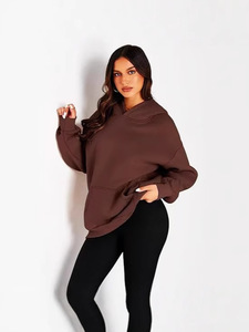 Sweat-shirt à capuche oversize pour femme, pull décontracté à épaules tombantes et manches longues, haut en molleton épais pour l'automne et l'hiver - Product Image 3