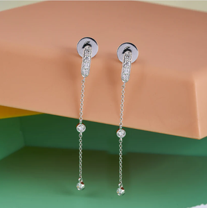 Pendientes de cadena de oro rosa modernos, joyería de moda colgante largo para fiestas nocturnas y ocasiones especiales de la India - Product Image 5