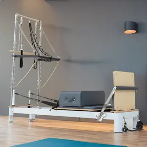 Alüminyum yarım trapez stüdyo toplam 13 yaylar pilates reformer beyaz alüminyum kule ile reformer