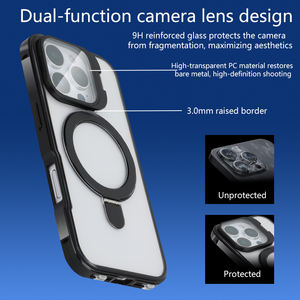 Étui transparent de support d'anneau magnétique de qualité supérieure pour iPhone 15 16 Pro Max Plus avec protecteur d'écran cadre en métal en aluminium couverture antichoc - Product Image 4