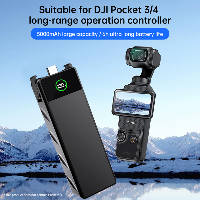 5000mAh Battery Handle for DJI Osmo Pocket 3 /4 Accessories Extended Power Bank Grip with 1/4 Thread for Long Shooting