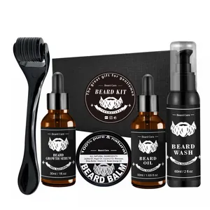 Barba − kit de croissance pour hommes, serre-tête, soin de la barbe, avec logo personnalisé, huile, sérum, boutique, pour hommes