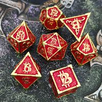 JMS Factory Premium 7 pièces Polyhedral Gold Red Metal RPG DND Dice Set for Wholesaler