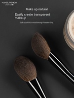 Pinceau de maquillage professionnel de luxe en poils de chèvre naturels, pour poudre libre, personnalisable avec logo OEM, marque privée