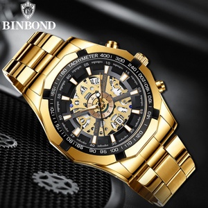 Montre décontractée pour homme BINBOND 033 en acier inoxydable de qualité supérieure, luxe, lumineuse, affichage de la date, montre sport pour poignet - Product Image 3