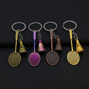 Porte-clés créatif en alliage en forme de raquette de badminton, pendentif souvenir sportif pour voiture ou sac, cadeau en gros - Product Image 1