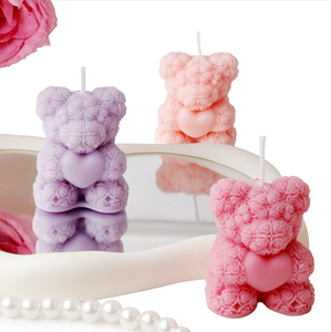 Bougie décorative artisanale en cire de soja 3D en forme de rose et d'ours en peluche pour la Saint-Valentin 2026, idéale pour les cadeaux d'anniversaire et les invités - Product Image 2
