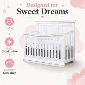 Lit bébé convertible 4-en-1 moderne en bois massif, hauteur réglable, écologique, pour bébés, enfants, chambre d'hôpital, salon - Product Image 4