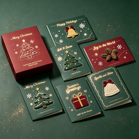 Cartes de Noël personnalisées avec enveloppes et design 3D - Estampage à chaud recyclable et intérieur vierge, assortiment en boîte, vente en gros