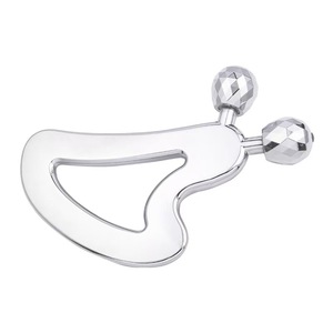 Rouleau de massage Gua Sha en métal, double boule de massage en diamant, planche de raclage faciale en acier inoxydable, drainage lymphatique, lifting du visage - Product Image 3