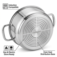 Ensemble classique de 3 casseroles Caldero en aluminium moulé 1,5/3,5/7 qt avec couvercles en verre 20/24/28 cm, design métallique durable