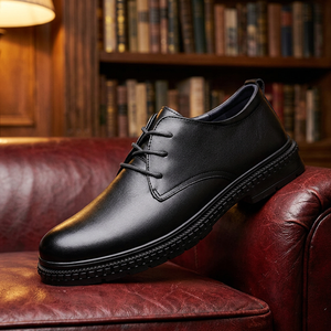 Chaussures décontractées de luxe pour hommes, cousues à la main, avec œillets métalliques noirs, lacets, semelle plate antidérapante en caoutchouc, pour le bureau et le quotidien - Product Image 1