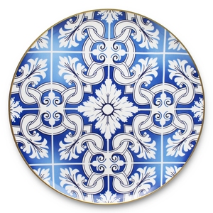Modern Style Custom Porcelain Plate Deep Blue Pad Printing Ceramic Dessert Dish Fine Bone China Dining Plates - Product Image 4