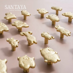 Santaya Fırçalanmış Pirinç Kulplar Hayvan Şekilli Mutfak Dolapları Yatak Odası Gardırop Çekmece Kolları ve Diğer Mobilya Kulpları - Product Image 2