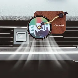 उच्च गुणवत्ता सुगंधित इत्र कार वेंट ईेशनर क्लिप के साथ रेट्रो डिजाइन Vinyl रिकॉर्ड प्लेयर कार गंध ईेशनर लोगो