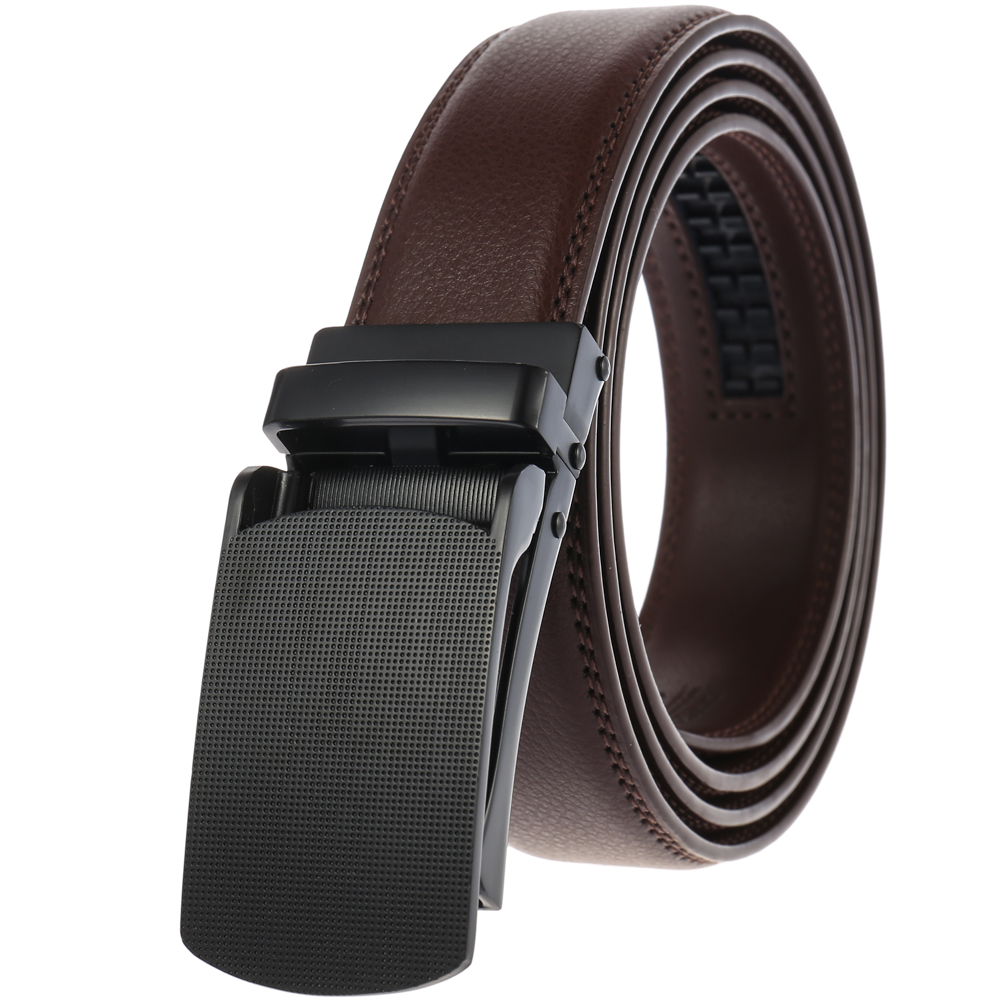 หัวเข็มขัดสีดำ + เข็มขัดสีน้ำตาล