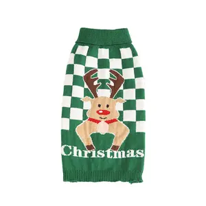 Hot Selling Groene Kerst Elanden Patroon Hond Kleren Kostuum Mooie Mode Warme Hond Kleding Trui