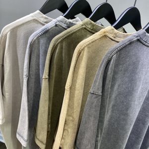 하이 퀄리티 100% 면 티셔츠 빈티지 사용자 정의 그래픽 인쇄 드롭 숄더 워시 T 셔츠 산성 워시 빈 대형 티셔츠 - Product Image 2