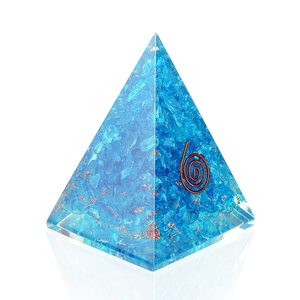 Natural Blue <b>Orgonite</b> Resin Crystal Pyramid | Reiki Healing Energy Generator | Handmade Chakra Pyramid for Home Decoration - Product Image 2