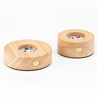 Vente chaude de haute qualité LED USB support de lampe de bureau en bois circulaire support de lampe en cristal chaud veilleuse en bois