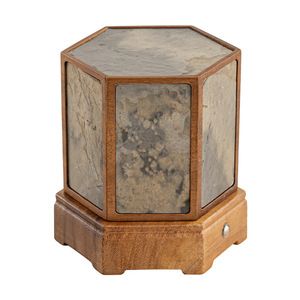 Lampe de table hexagonale en bois de noyer, lumière d'ambiance LED, style zen pour salle à thé - Product Image 5