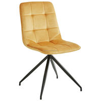 Chaise de café de salle à manger en velours bleu clair de luxe avec support en métal