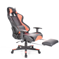 Chaises de bureau pivotantes à 360 degrés avec support, chaise de jeu ergonomique en cuir pour PC avec repose-pieds