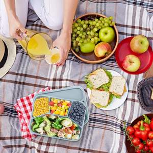 Household Items BPA Free 4 Compartment 850ml Heatable Microwave Safe Leak Proof Dishwasher Safe Silicone <b>Lunch</b> <b>Box</b> Bento <b>Box</b> for - Product Image 2