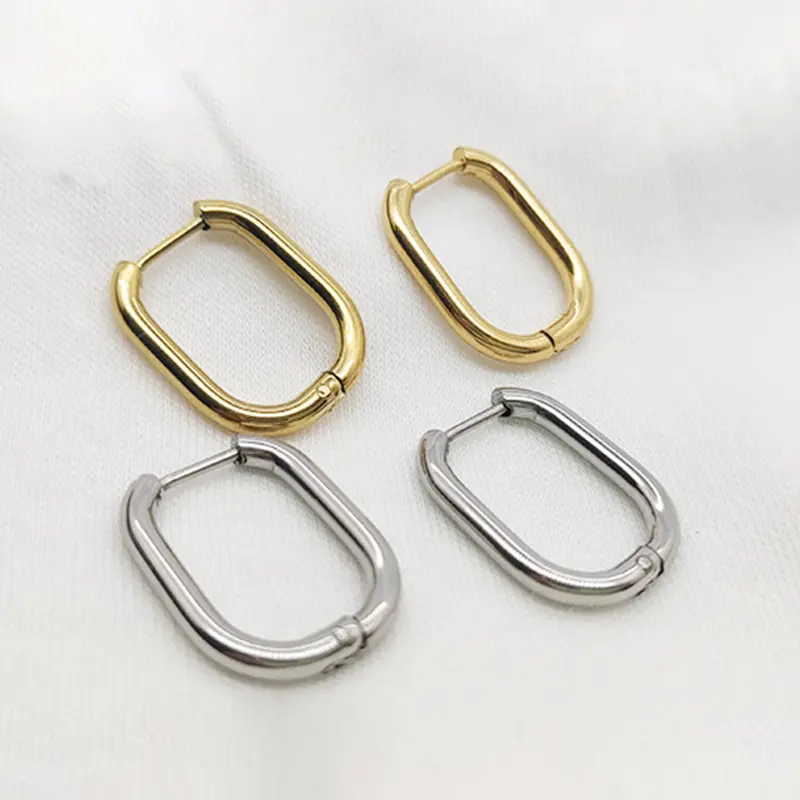 Custom Fashion Vintage Earrings Simple Elegant Jewelry Geometric Rectangle U Shape Hoop Earrings For Women Designer Earrings