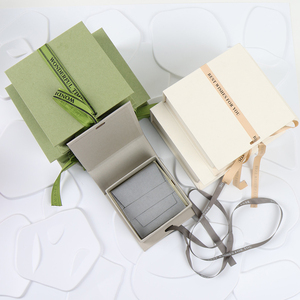 Luxury Designs <b>Book</b> Style Magnetic Jewelry Packaging <b>Box</b> with Ribbon - Product Image 2