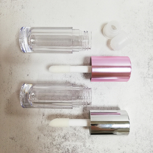 Tube de brillant à lèvres vide en gros d'usine 5,5-6 ml, contenant en plastique transparent pour gloss, avec capuchon rose métallisé électroplaqué, pour huile à lèvres - Product Image 2