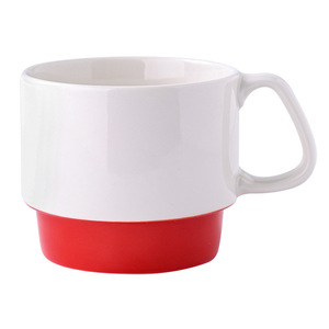 <b>Ceramic</b> Stackable Mugs Red Logo Printed Porcelain Mugs For Giveaways Business Gifts - Product Image 4