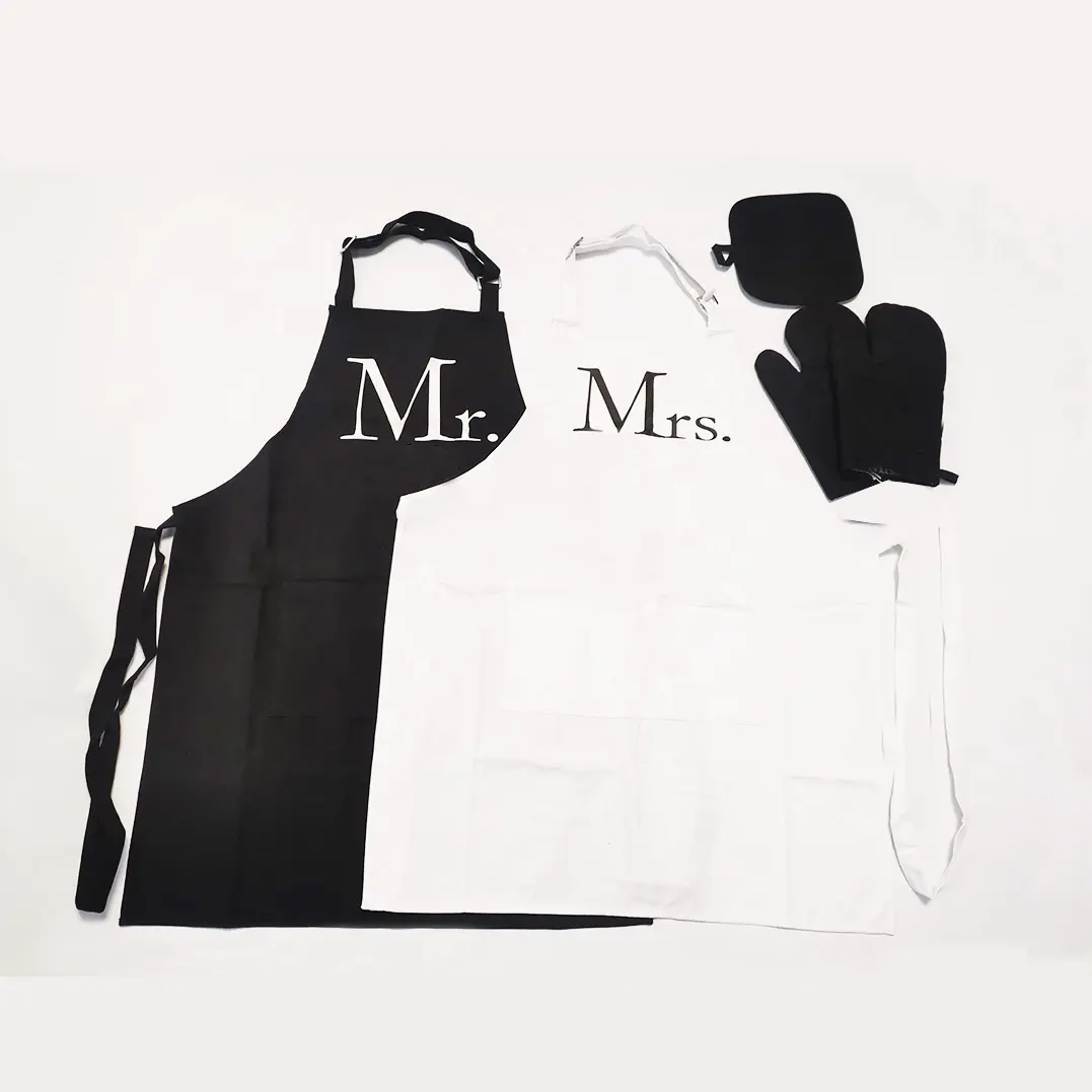 Couples Apron Gifts Set High Fashion Women Canvas Apron Kitchen home Barista Table mat kit for cooking