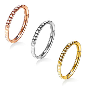 Anillos de nariz con relieve piramidal, acero inoxidable 316, aro geométrico, joyería para piercing, regalo para mujeres y hombres - Product Image 1