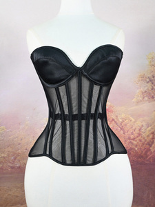 Bustier structuré élégant sans bretelles, coupe cœur, en maille transparente et à baleines, pour séances photo de mariée et tenues de soirée - Product Image 2