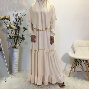 2024 Maxi Muslim Women Maxi Two-piece Prayer Dress with Head Covering Hijab Dress Arab Islamic Long Jilbab Prayer Clothing