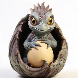 Resina cristal dragón huevo pequeño dinosaurio artesanía jardín adornos hogar busto animal estatua escritorio Decoración