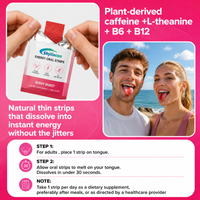 Bandes orales énergisantes en gros OEM/ODM 40mg Caféine L-théanine B6 B12 Supplément énergétique soluble à base de plantes