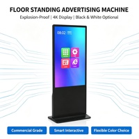 L75GAZ 75" Layar Digital Signage Berdiri Bebas dengan Kaca Tempered 75 Inci, Layar LCD untuk Iklan