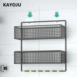 Factory Custom Tier <strong>Hanging</strong> <strong>Shower</strong> <strong>Caddy</strong> Black Bathroom Shelves Storage No Drill <strong>Hanging</strong> Wall Bathroom <strong>Shower</strong> <strong>Caddies</strong> with Hook - Product Image 5