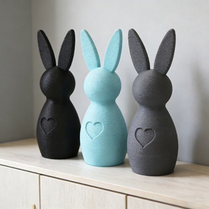 Easter Bunny Ornament 3D Printed Rainbow Color Heart Design Decor For Easter Gift - Product Image 2