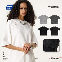 OEM ODM T-shirt à ourlet brut en éponge française de haute qualité avec impression personnalisée T-shirts pour hommes délavés vintage