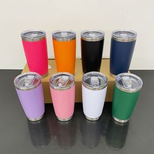 <b>Double</b> <b>Wall</b> Vacuum Insulated Coffee <b>Mug</b> 20Oz Colored Powder Coated Leak Proof Tumbler With Slide Lid - Product Image 2