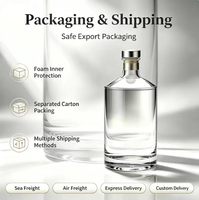 Bouteille à spiritueux vide en verre transparent de 500 ml, conteneur plat de 420 mm de large pour liqueur avec bouchon à vis en métal, impression personnalisée