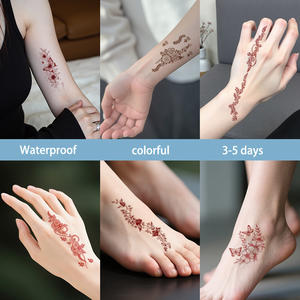 Autocollant <span class=keywords><strong>de</strong></span> <span class=keywords><strong>tatouages</strong></span> temporaires colorés mystique élégant tatouage au henné fleur rouge tatouage étanche pour visage bras jambe - Product Image 4