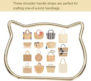 Accessoires de poignée de sac à main en métal avec design trapezoïdal tête de chat et demi-anneau de traction rond - Product Image 5