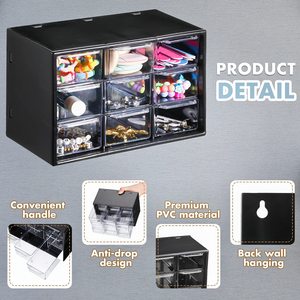 Niseven bán buôn 6 cái/bộ đồ trang sức tổ chức hộp nhựa Máy tính để bàn lưu trữ <span class=keywords><strong>box</strong></span> với 9 ngăn kéo Stackable mini ngăn kéo hộp lưu trữ - Product Image 3